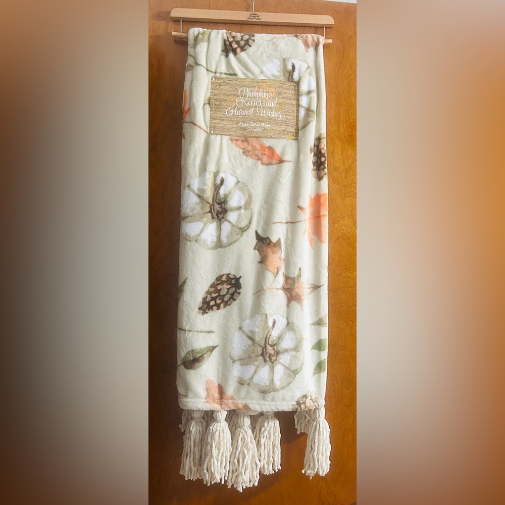 Pumpkin Kisses and Harvest Wishes Plush Throw 50”X60”